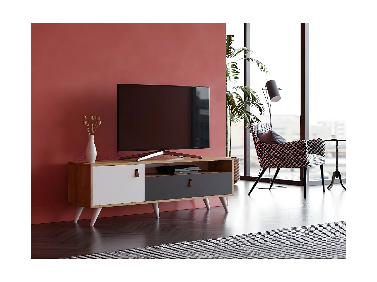 Meuble TV Manila, Chêne, 150x36,5x50 cm, EPIKASA