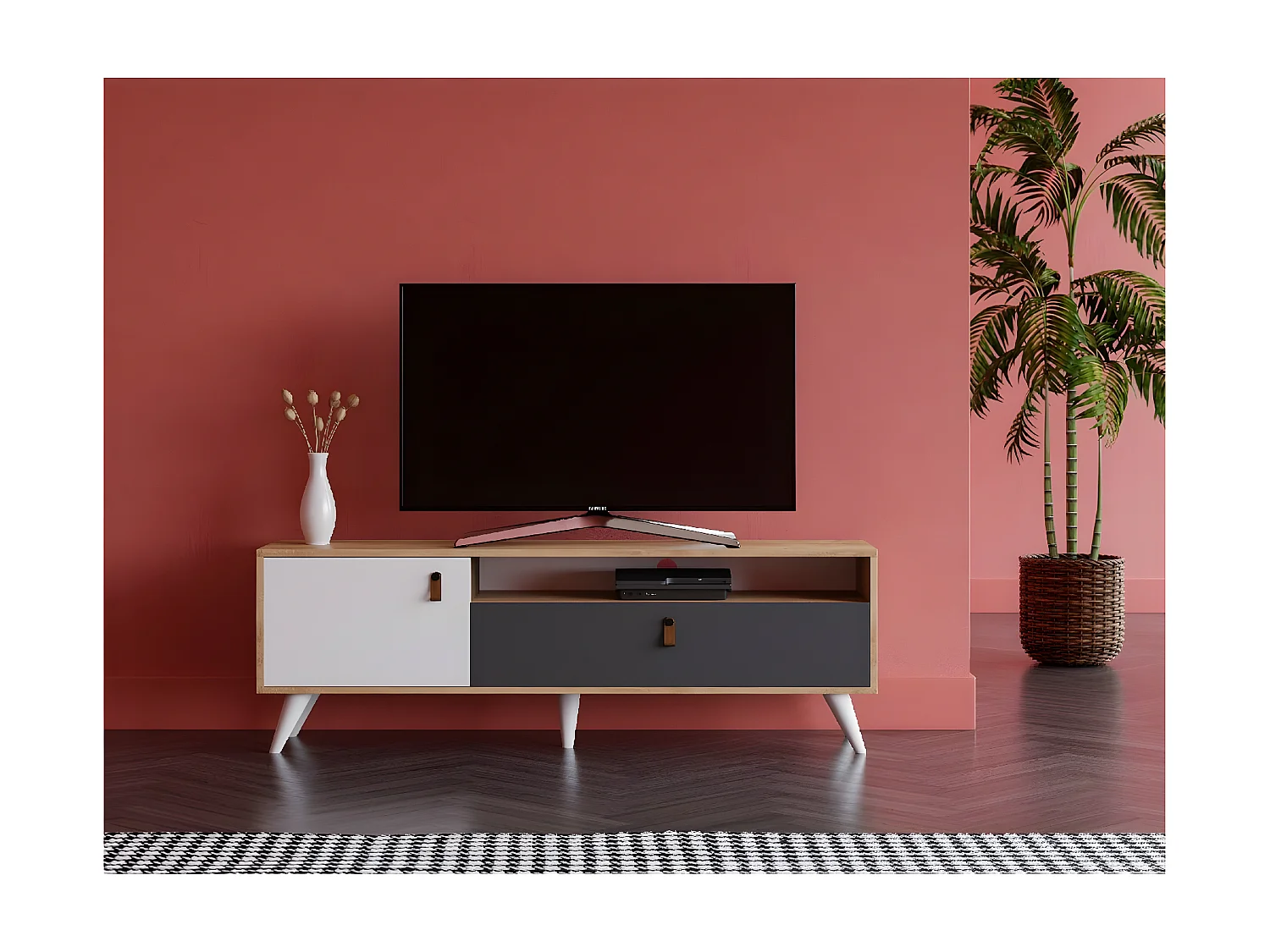Meuble TV Manila, Chêne, 150x36,5x50 cm, EPIKASA