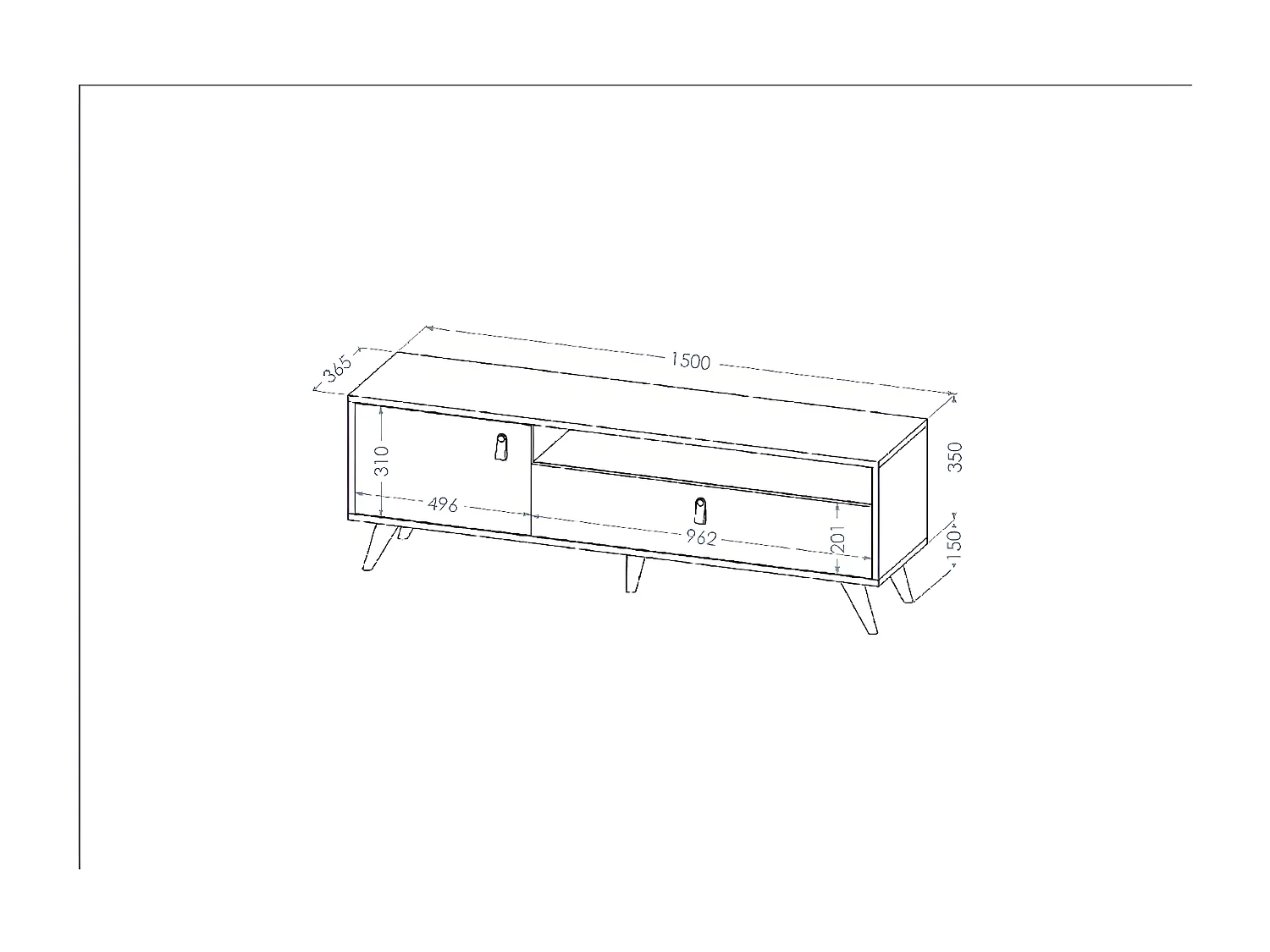 Meuble TV Manila, Chêne, 150x36,5x50 cm, EPIKASA