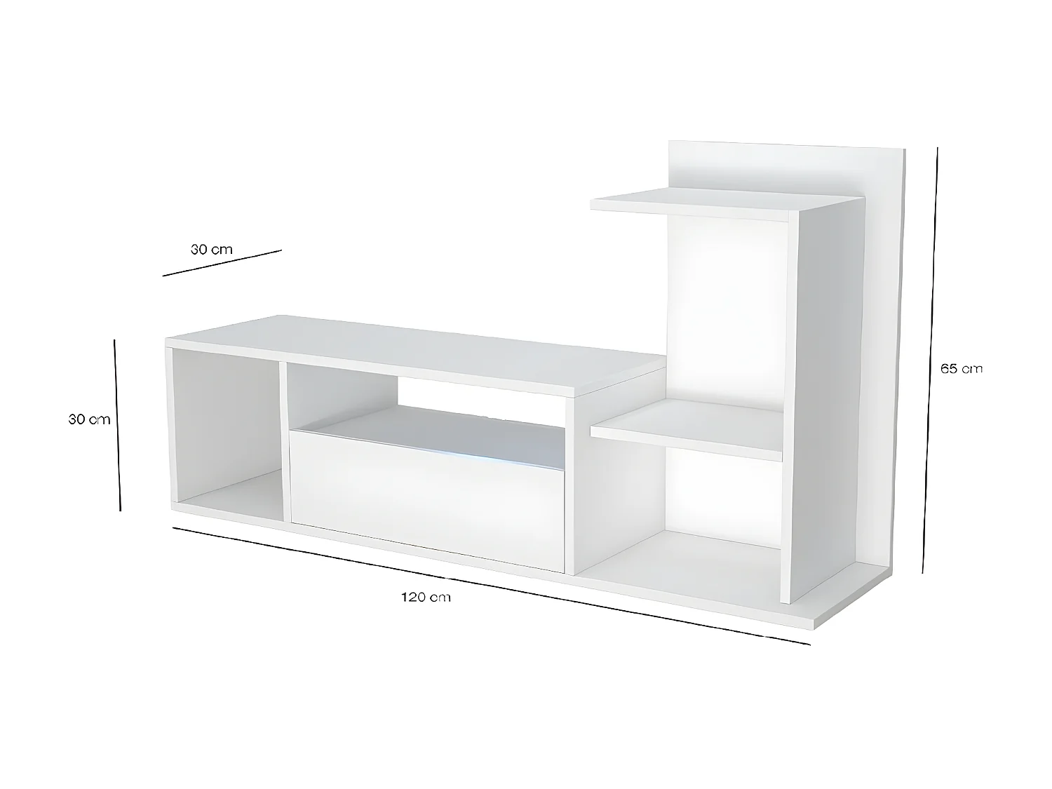 Meuble TV Sabrina, Blanc, 150x22x25 cm, EPIKASA