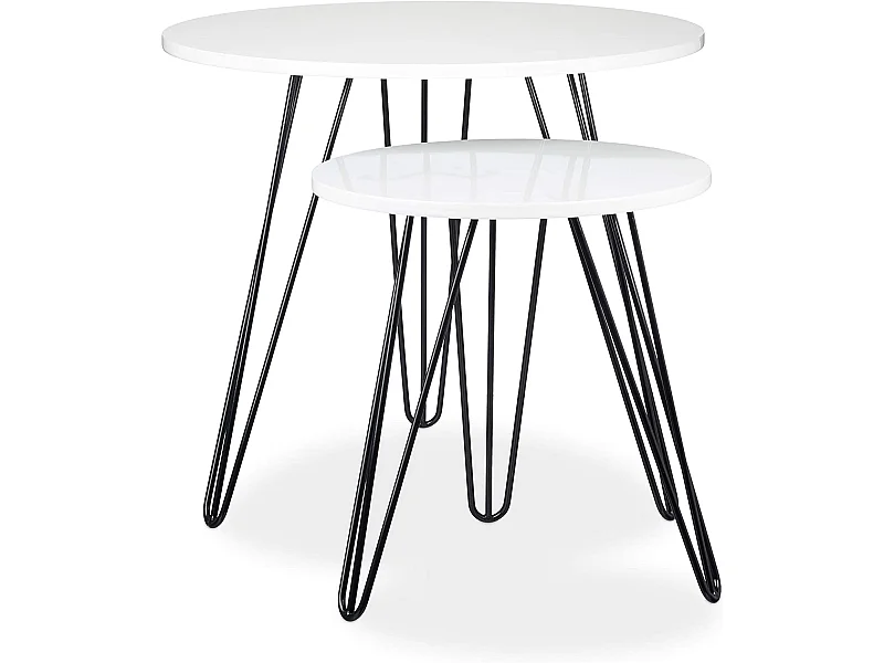 Table basse d'appoint rond métal blanche 60 x 60 x 52 cm 13_0002632