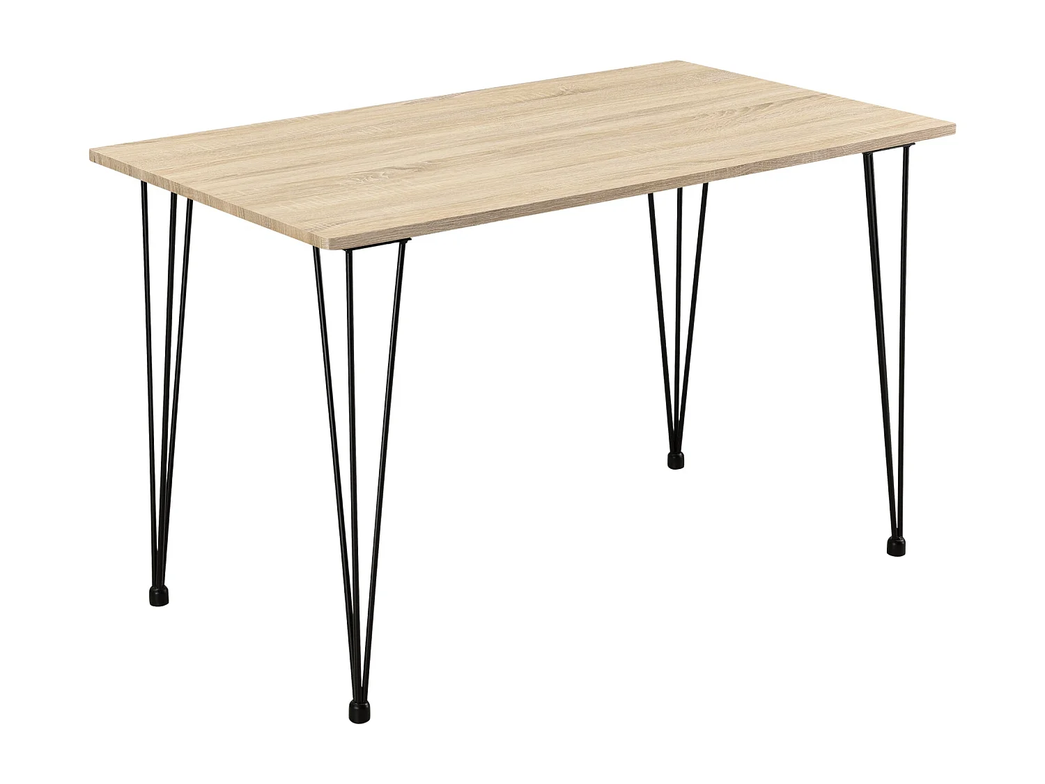 Cozinha sala de estar mesa de jantar para 4 pessoas Tampo em MDF pernas em gancho de aço 120 x 70 x 75 cm carvalho e efeito preto 03_0004274