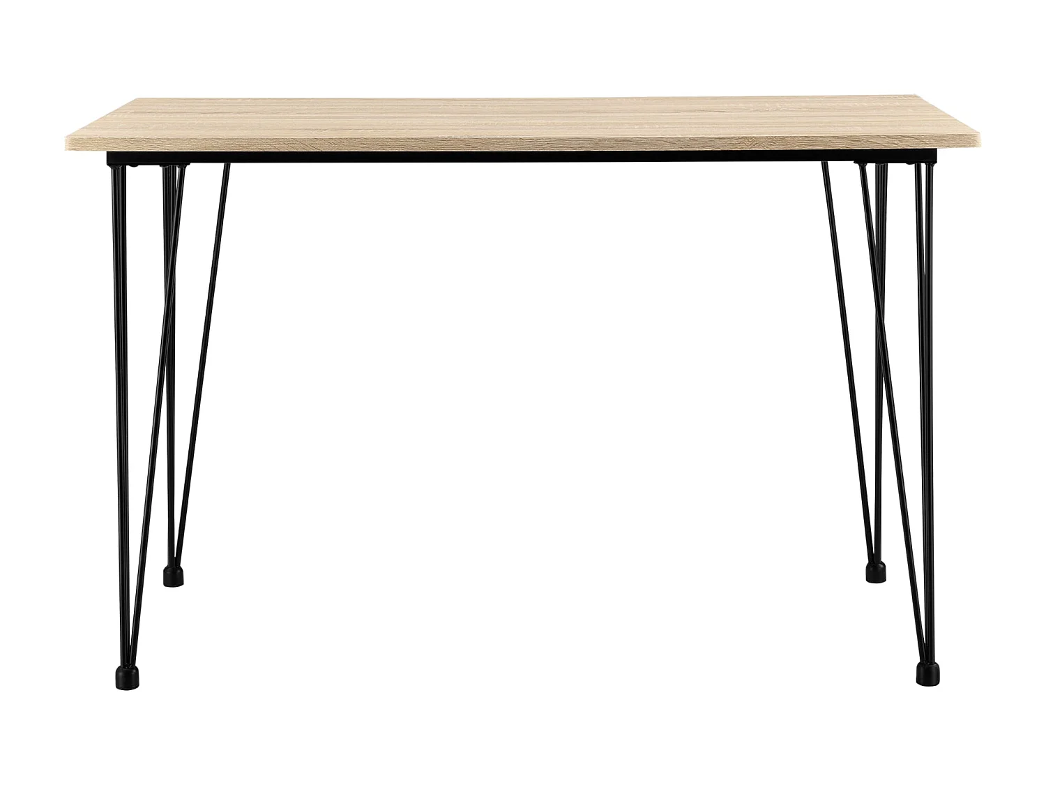 Cozinha sala de estar mesa de jantar para 4 pessoas Tampo em MDF pernas em gancho de aço 120 x 70 x 75 cm carvalho e efeito preto 03_0004274