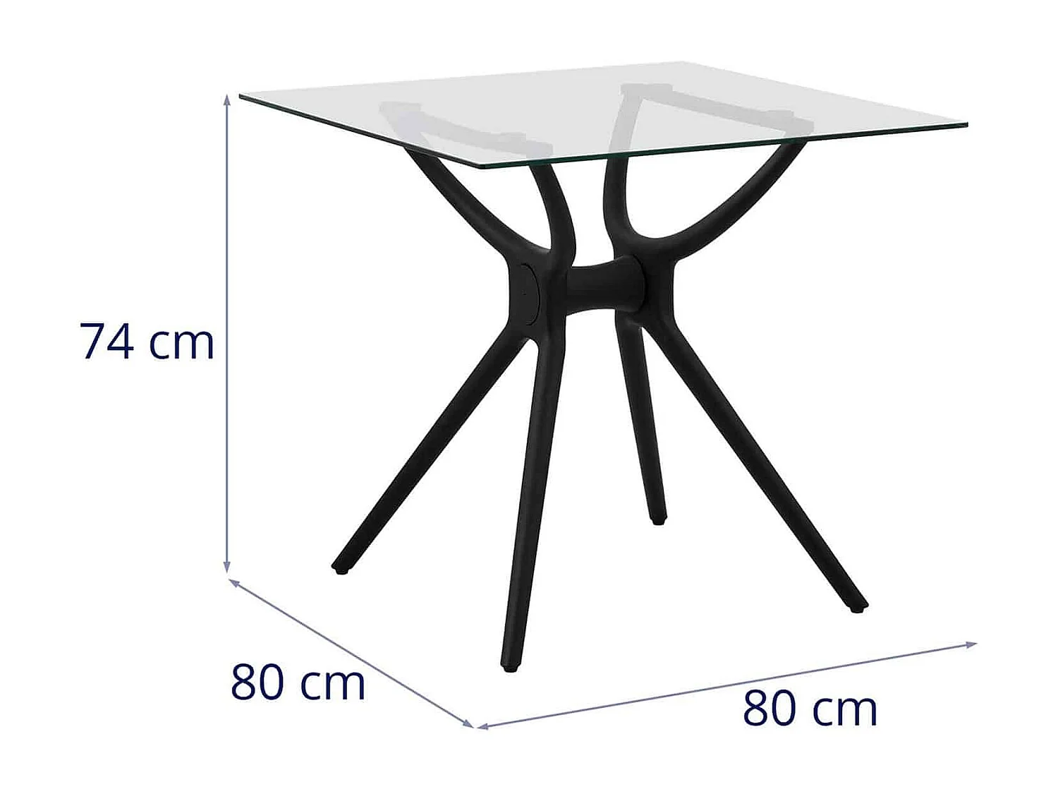 Petite table de salle verre 80 x 80 x 74 cm 14_0004498
