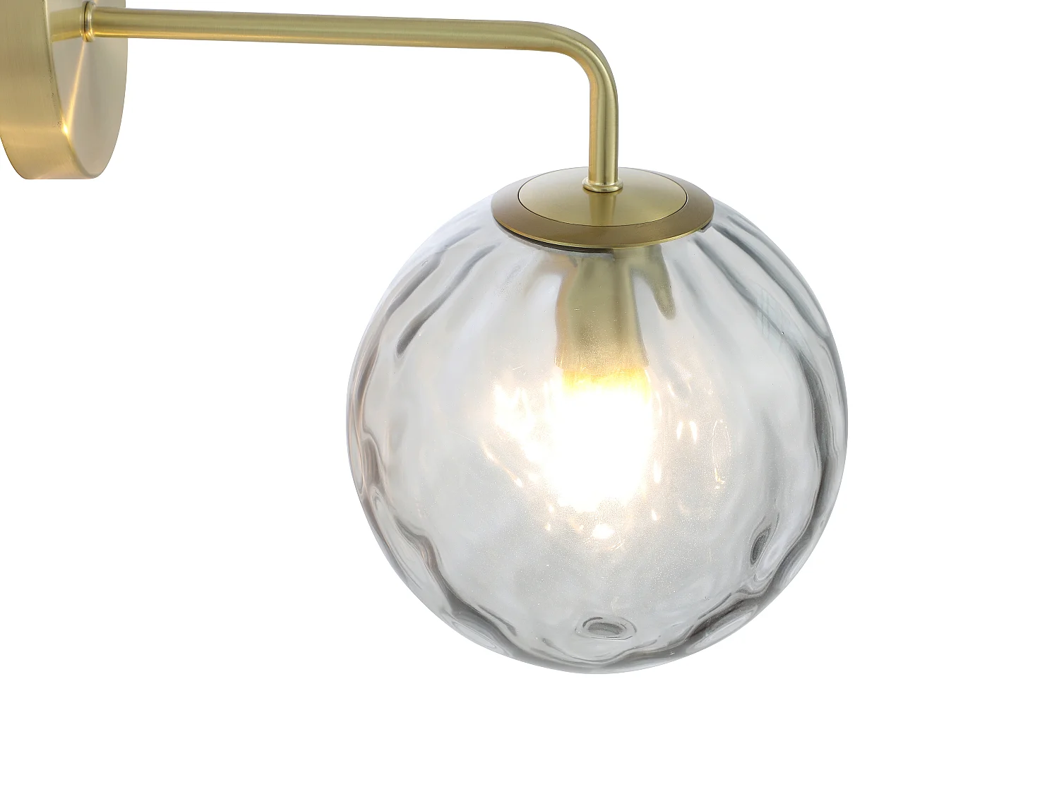 Aplique de pared de metal y vidrio ahumado - Ancho 32 x Alt. 32 x Prof. 20 cm - Dorado - SUSANNE