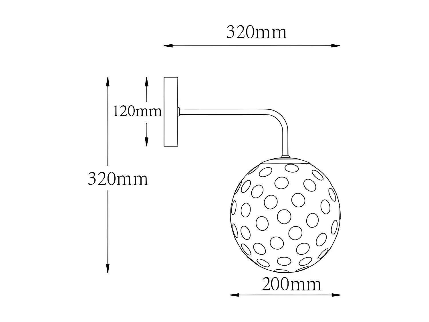 Aplique de pared de metal y vidrio ahumado - Ancho 32 x Alt. 32 x Prof. 20 cm - Dorado - SUSANNE