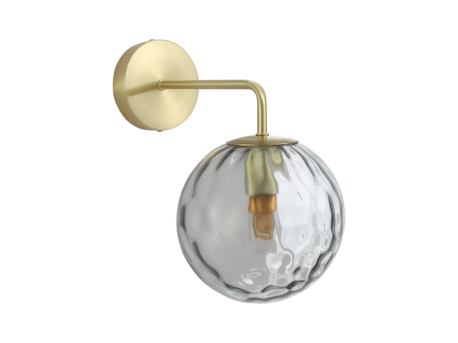 Aplique de parede em metal e vidro fumado C32xA32xL20 cm dourado - SUSANNE