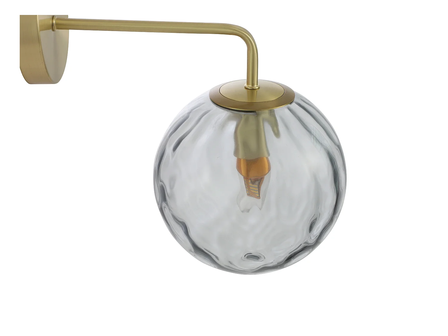 Aplique de parede em metal e vidro fumado C32xA32xL20 cm dourado - SUSANNE