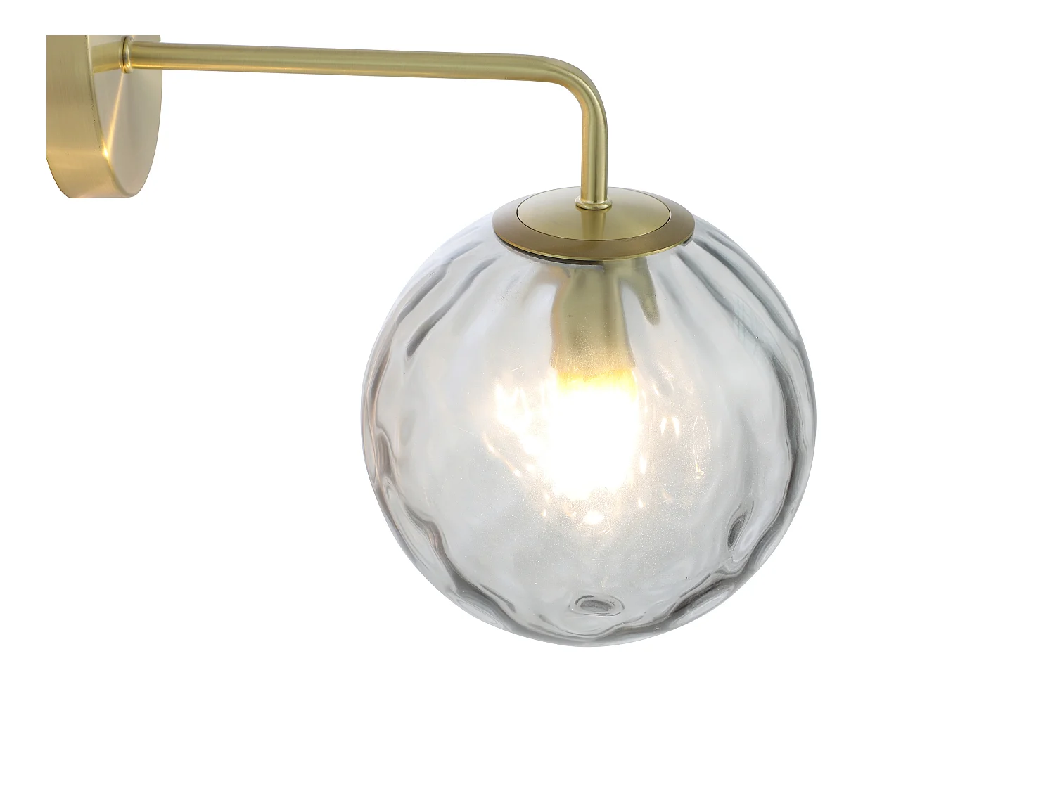 Aplique de parede em metal e vidro fumado C32xA32xL20 cm dourado - SUSANNE