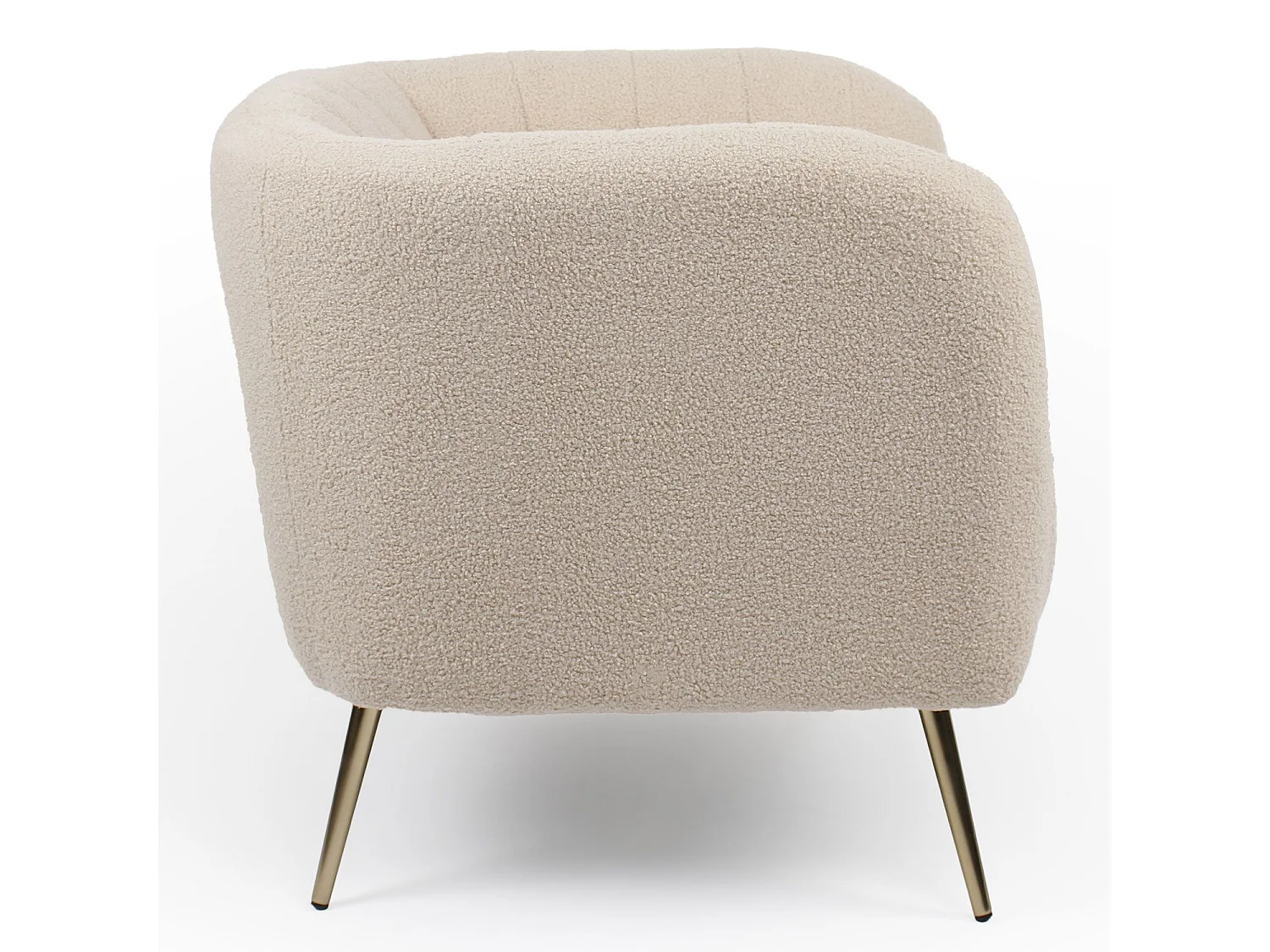 Fauteuil moderne Bombaro pieds métal doré et Tissu bouclette Beige