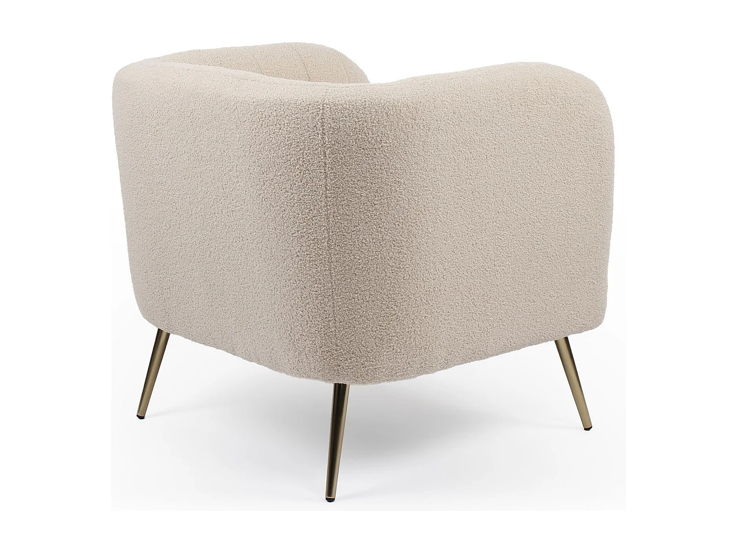 Fauteuil moderne Bombaro pieds métal doré et Tissu bouclette Beige
