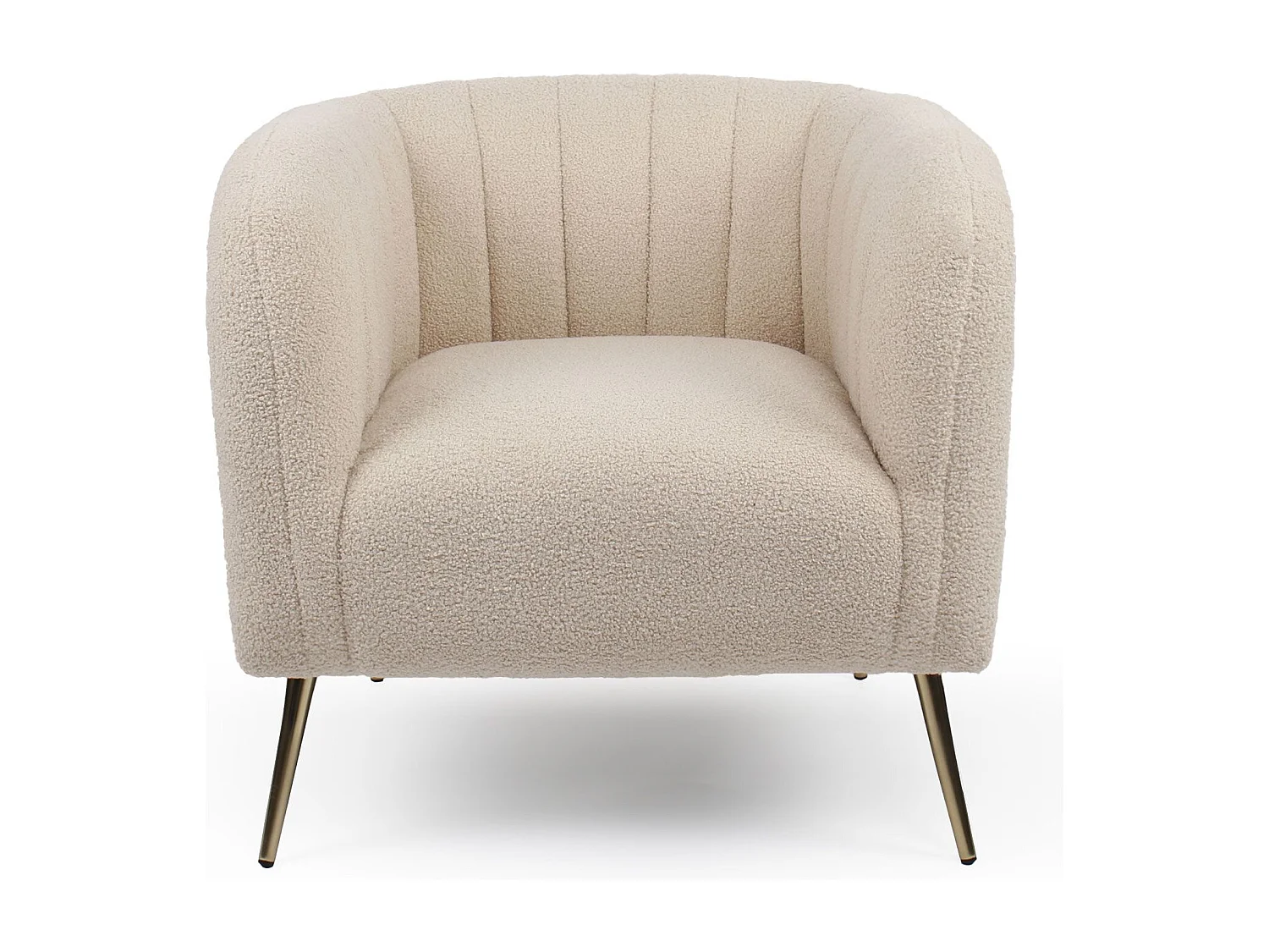 Fauteuil moderne Bombaro pieds métal doré et Tissu bouclette Beige