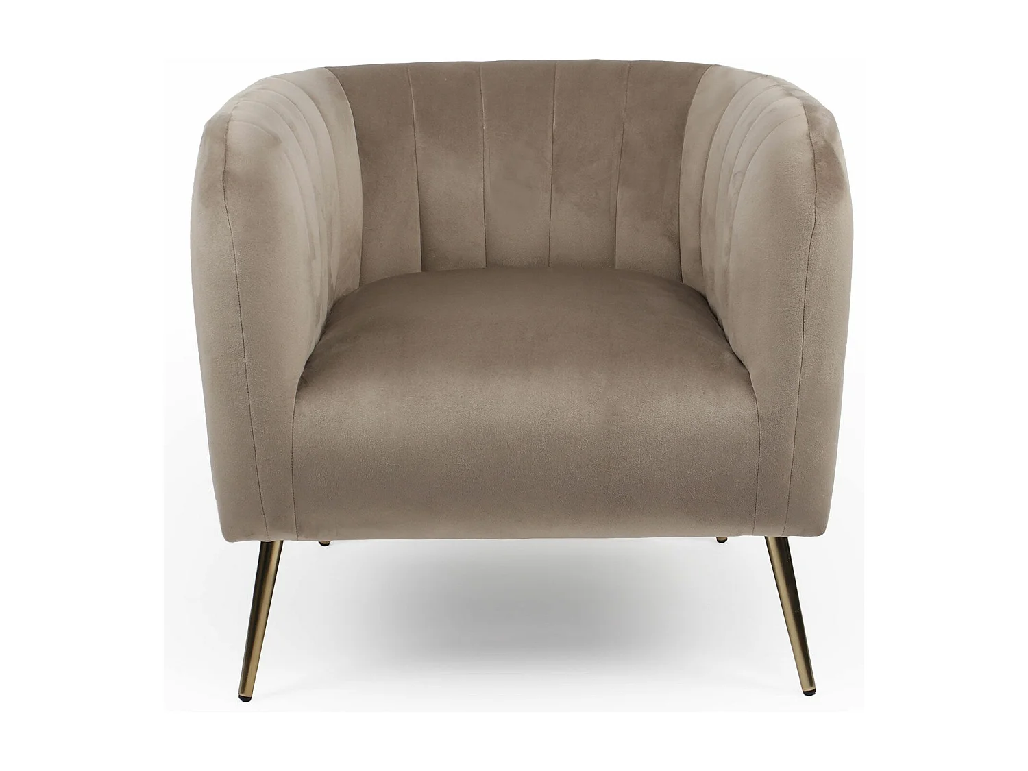 Fauteuil moderne Bombaro pieds métal doré et Velours Taupe
