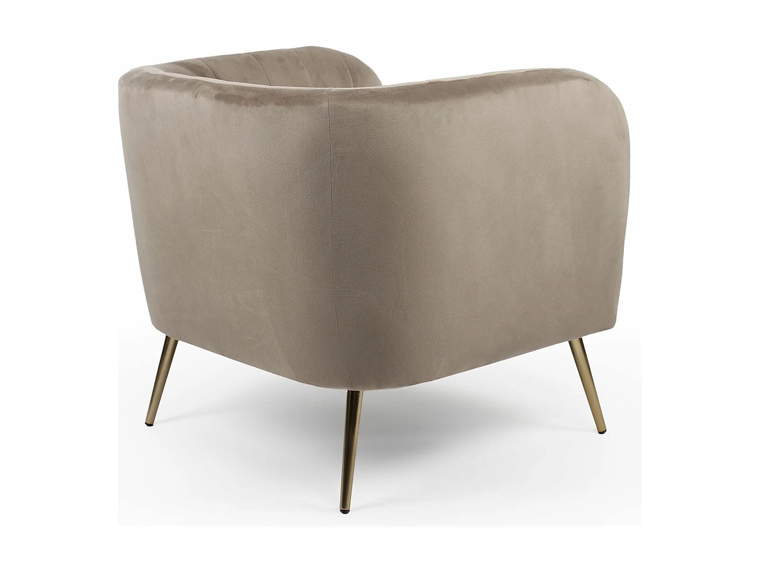 Fauteuil moderne Bombaro pieds métal doré et Velours Taupe