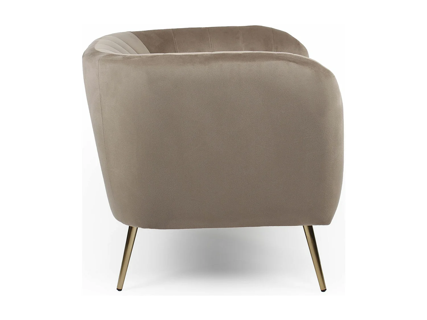 Fauteuil moderne Bombaro pieds métal doré et Velours Taupe