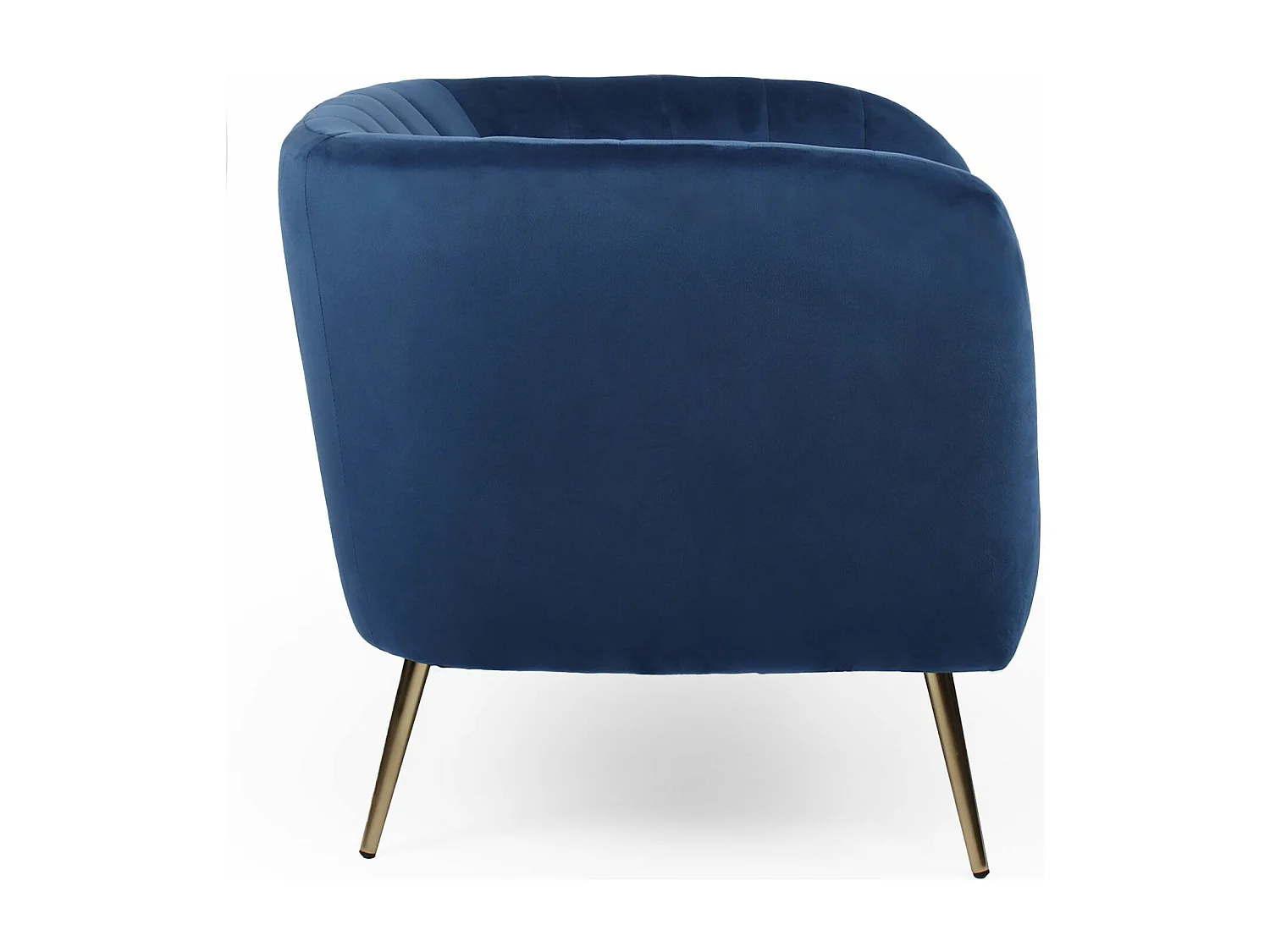 Fauteuil moderne Bombaro pieds métal doré et Velours Bleu