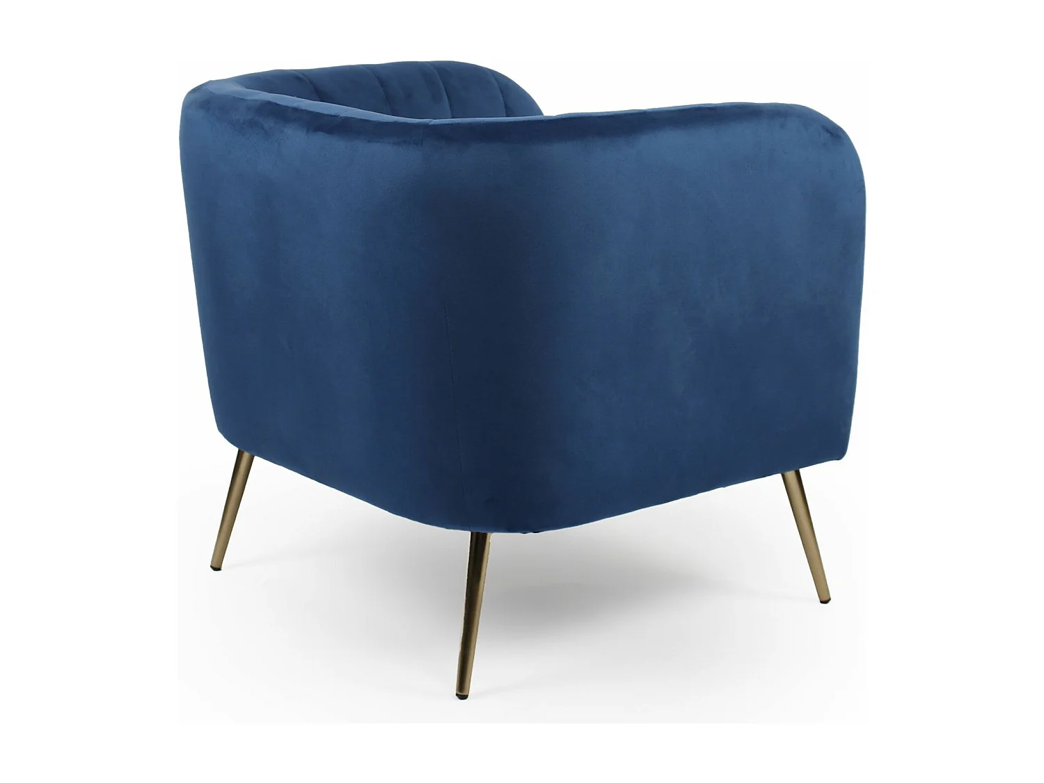 Fauteuil moderne Bombaro pieds métal doré et Velours Bleu