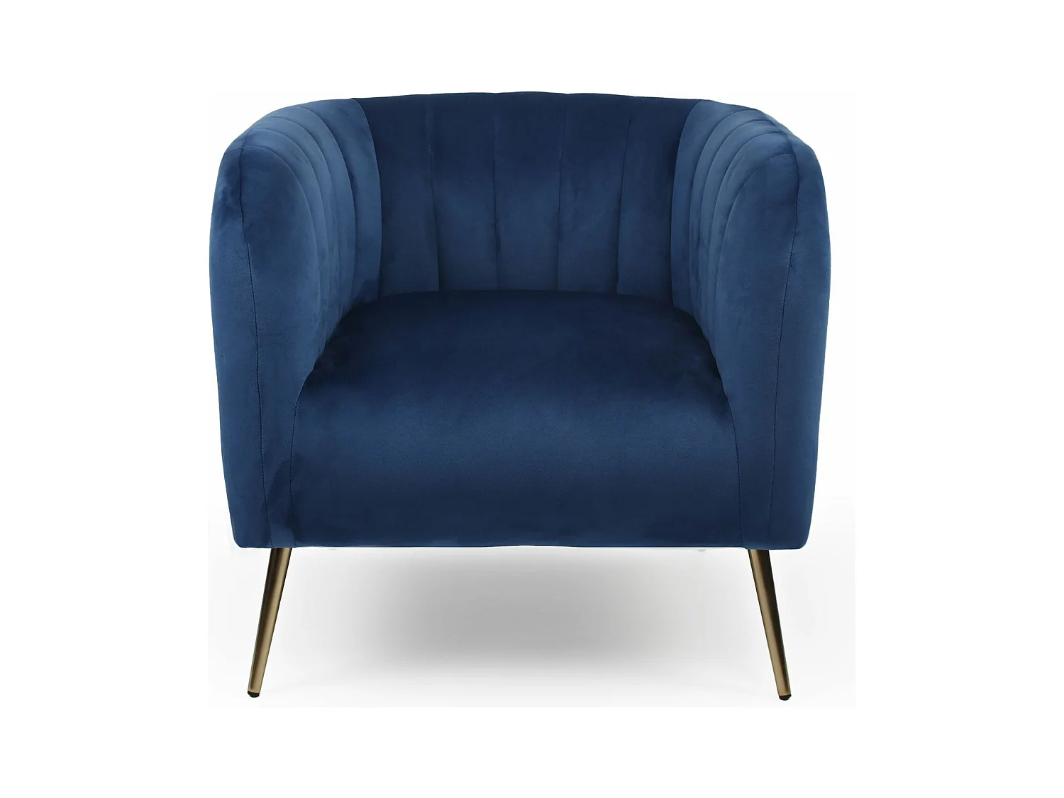 Fauteuil moderne Bombaro pieds métal doré et Velours Bleu