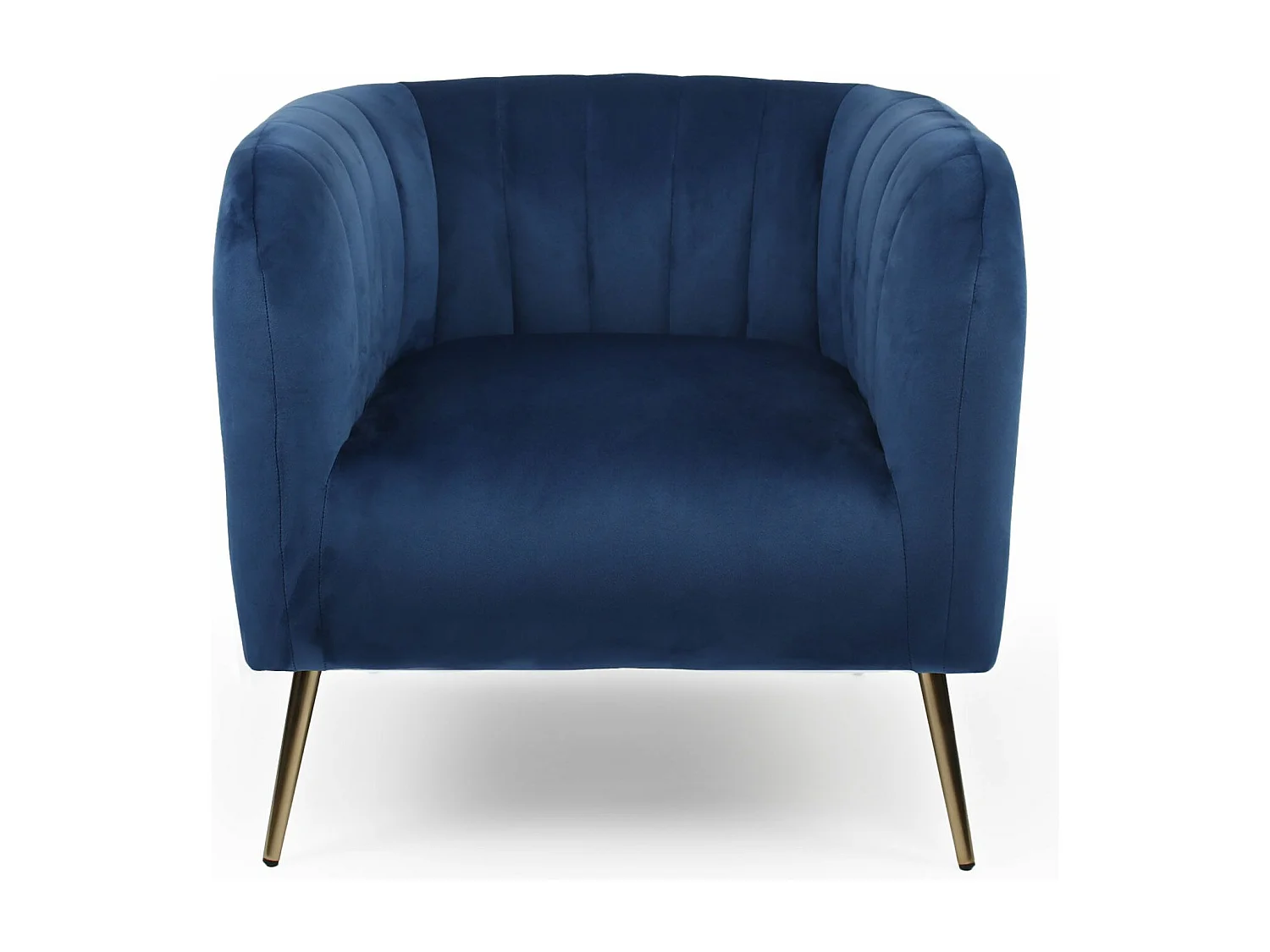 Fauteuil moderne Bombaro pieds métal doré et Velours Bleu