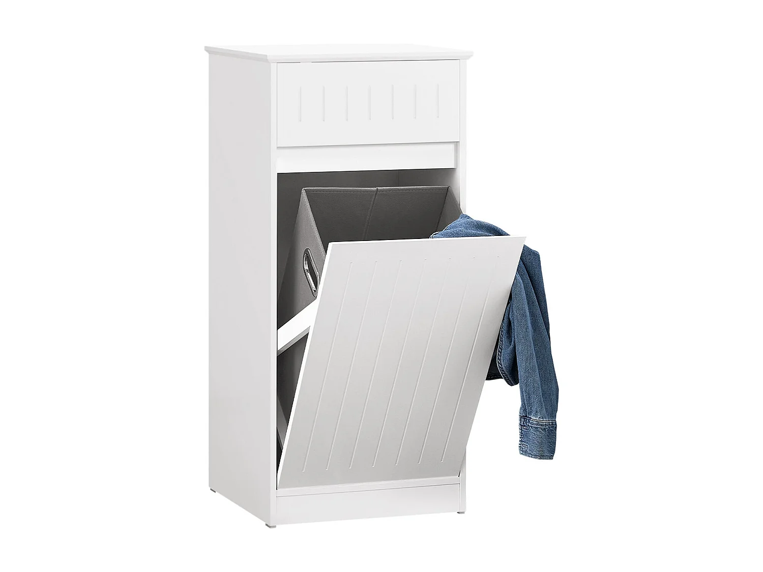 SoBuy BZR110-W Armoire à linge, Corbeille à Linge, Meuble Bas de Salle de Bain, Meuble de Rangement avec 1 Tiroir et 1 Panier à Linge Amovible, Blanc