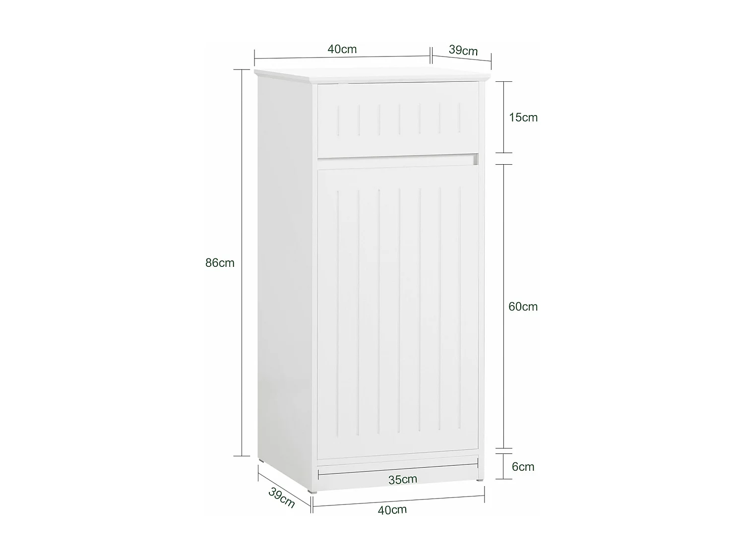 SoBuy BZR110-W Armoire à linge, Corbeille à Linge, Meuble Bas de Salle de Bain, Meuble de Rangement avec 1 Tiroir et 1 Panier à Linge Amovible, Blanc