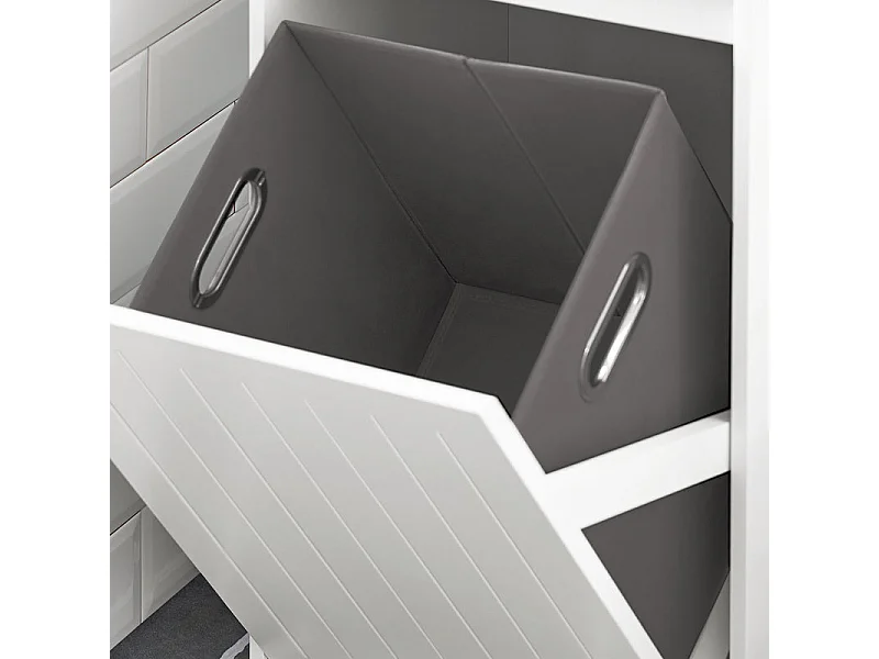 SoBuy BZR110-W Armoire à linge, Corbeille à Linge, Meuble Bas de Salle de Bain, Meuble de Rangement avec 1 Tiroir et 1 Panier à Linge Amovible, Blanc
