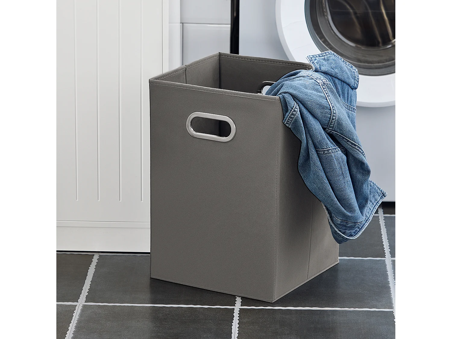 SoBuy BZR110-W Armoire à linge, Corbeille à Linge, Meuble Bas de Salle de Bain, Meuble de Rangement avec 1 Tiroir et 1 Panier à Linge Amovible, Blanc