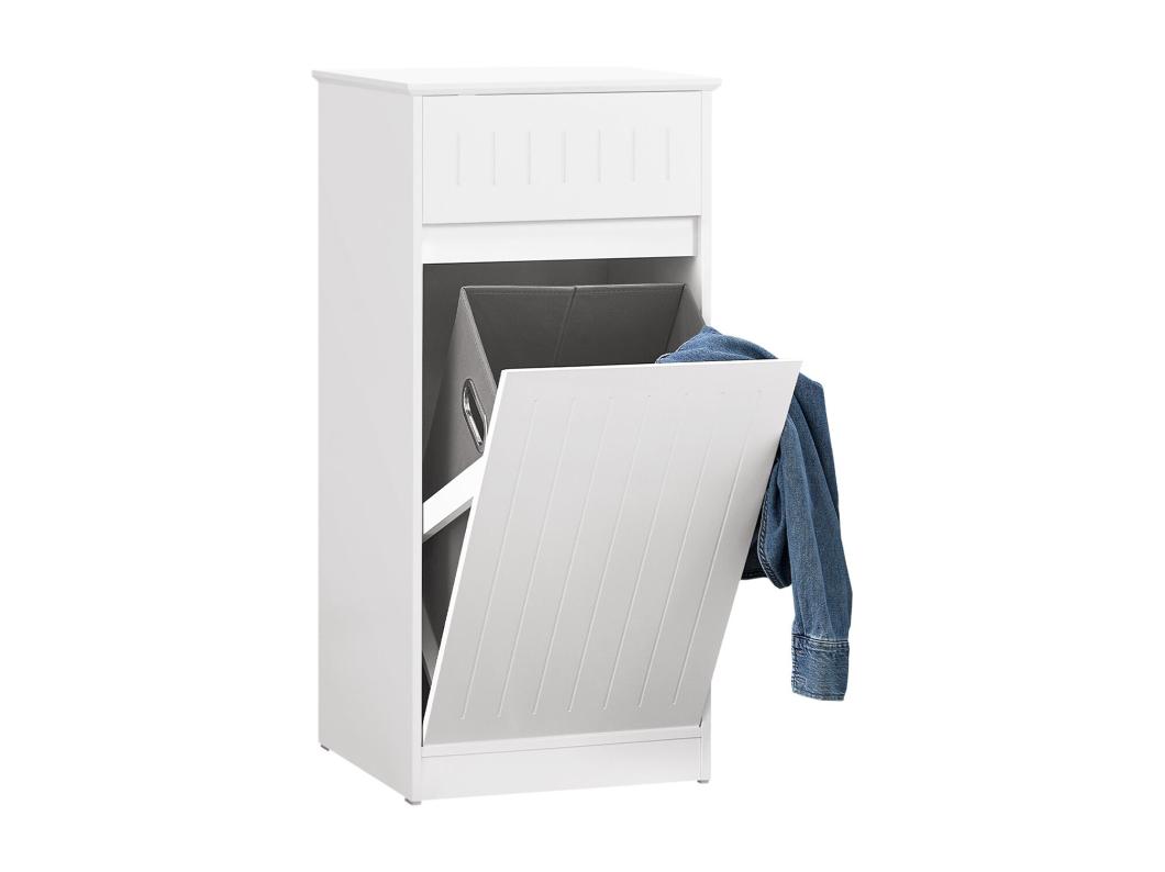 SoBuy Linnenkast, wasmand, badkameronderkast, toiletkast, opbergmeubel met 1 lade en 1 uitneembare wasmand, Wit, 40x39x86cm, BZR110-W