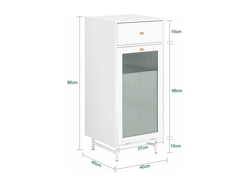 SoBuy BZR116-W Badkamerkast, Kolomkast, Lade Kast, Ladenkast, Waskast, Badkamer Halfhoge Opbergkast