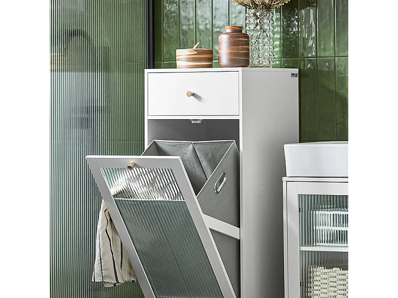 SoBuy BZR116-W Badkamerkast, Kolomkast, Lade Kast, Ladenkast, Waskast, Badkamer Halfhoge Opbergkast