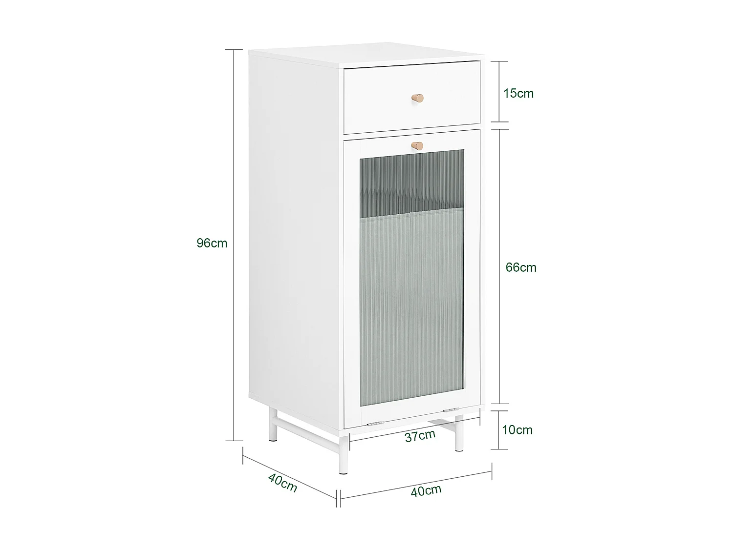 SoBuy BZR116-W Armoire à Linge Meuble Bas de Salle de Bain sur Pieds Meuble Salle de Bain avec 1 tiroir, 1 Porte en Verre et 1 Panier à Linge Amovible