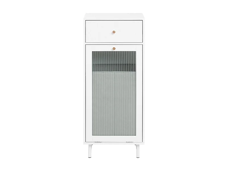 SoBuy BZR116-W Armoire à Linge Meuble Bas de Salle de Bain sur Pieds Meuble Salle de Bain avec 1 tiroir, 1 Porte en Verre et 1 Panier à Linge Amovible
