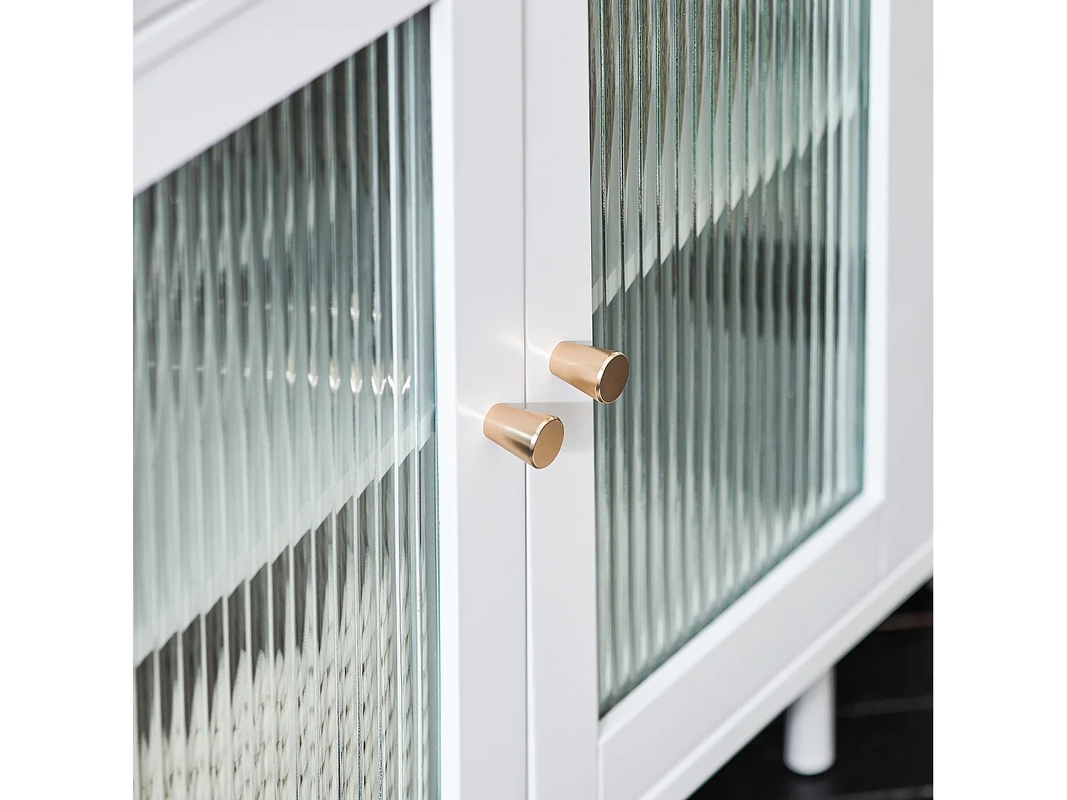 SoBuy Meuble sous Lavabo Salle de Bain, Meuble sous Évier, Armoire de Rangement pour Vasque sur Pieds avec 2 Portes en Verre, 60x30x58 cm, Blanc, BZR115-W