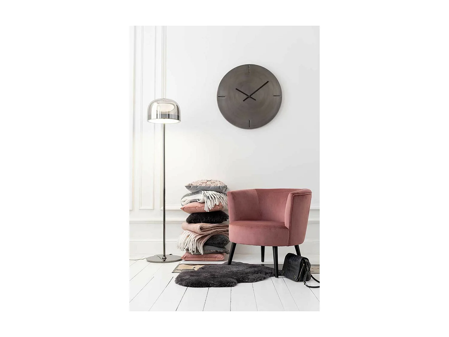 Horloge Murale en Métal Design "Mat" 50cm Gris