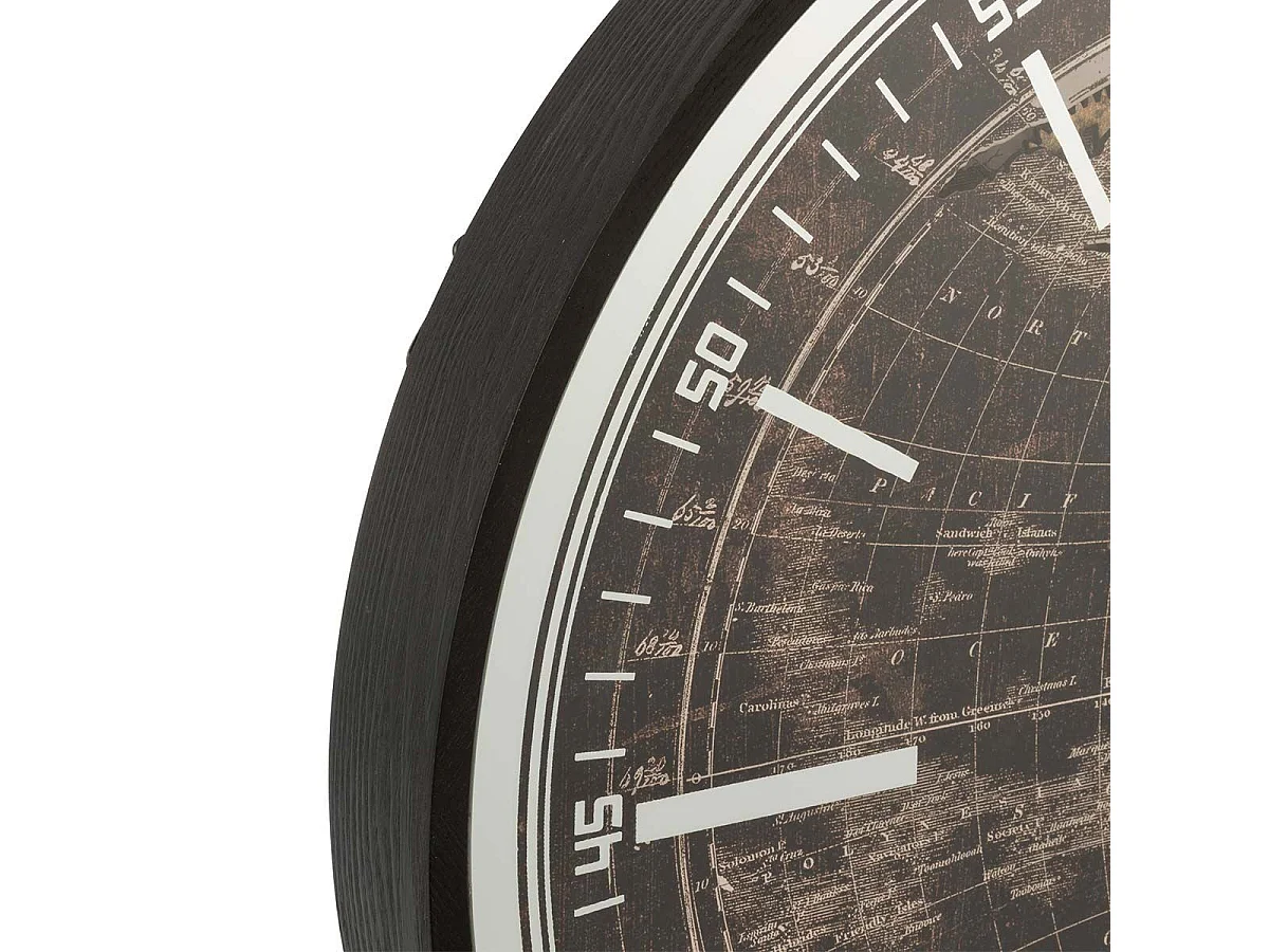 Horloge Murale "Mappemonde" 80cm Or & Noir