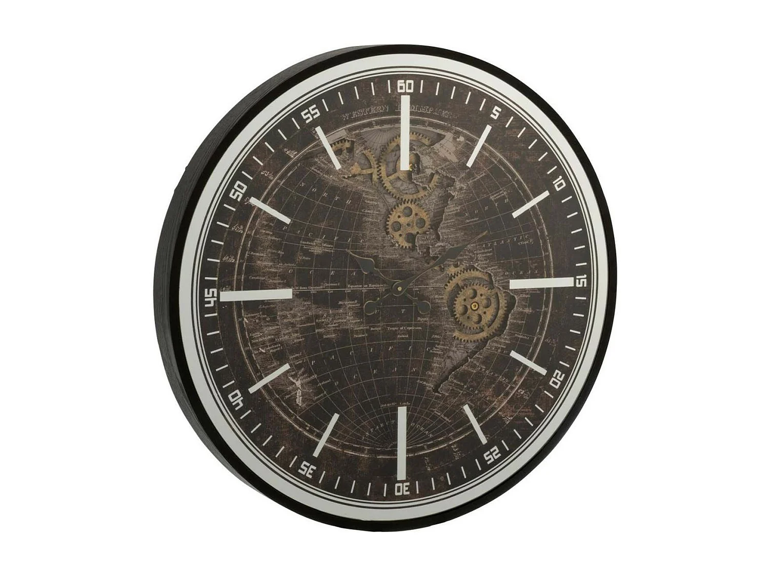 Horloge Murale "Mappemonde" 48cm Or & Noir