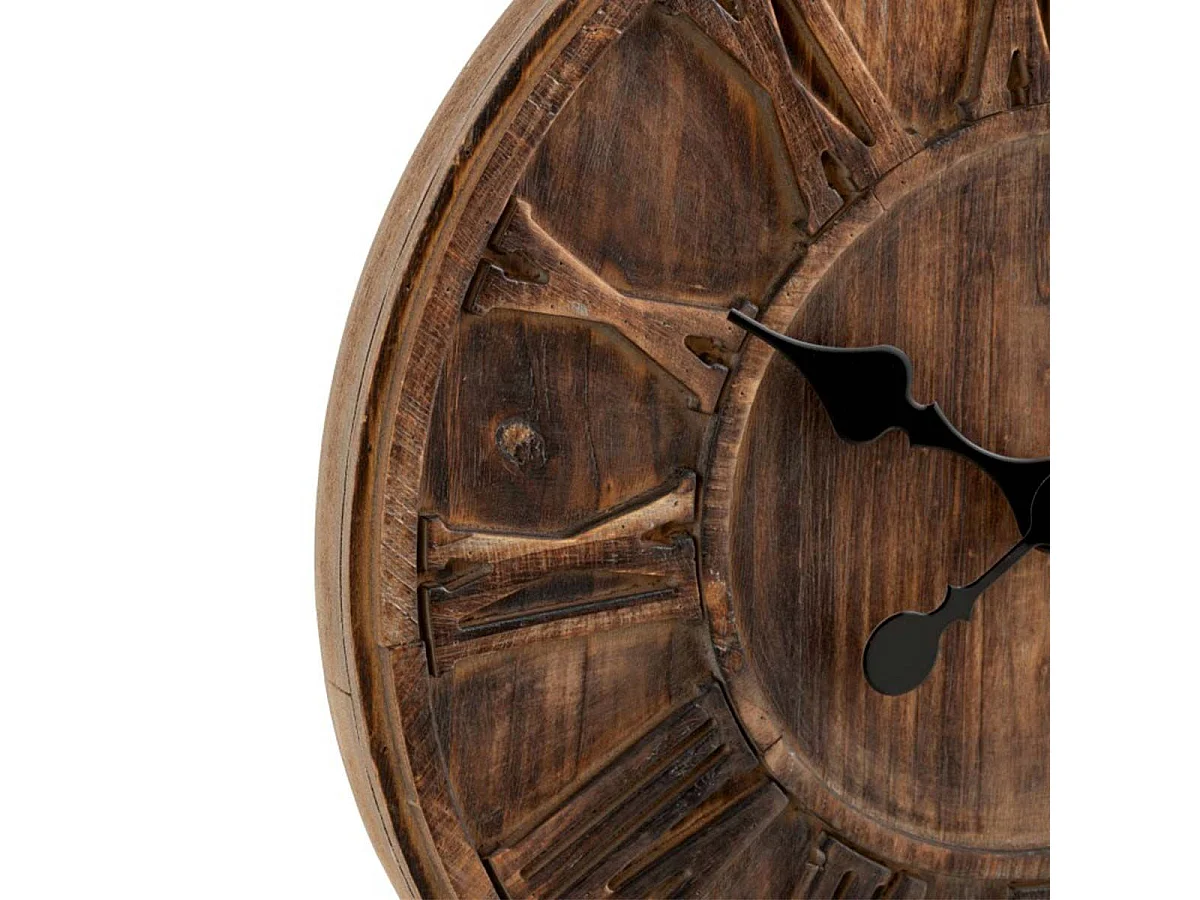 Horloge Murale Bois "Chiffres Romains" 40cm Naturel