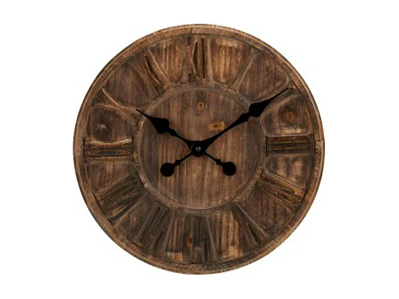Horloge Murale Bois "Chiffres Romains" 40cm Naturel