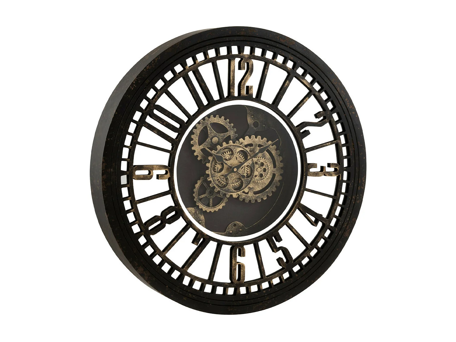 Horloge Murale "Mécanisme Miroir" 60cm Noir & Or