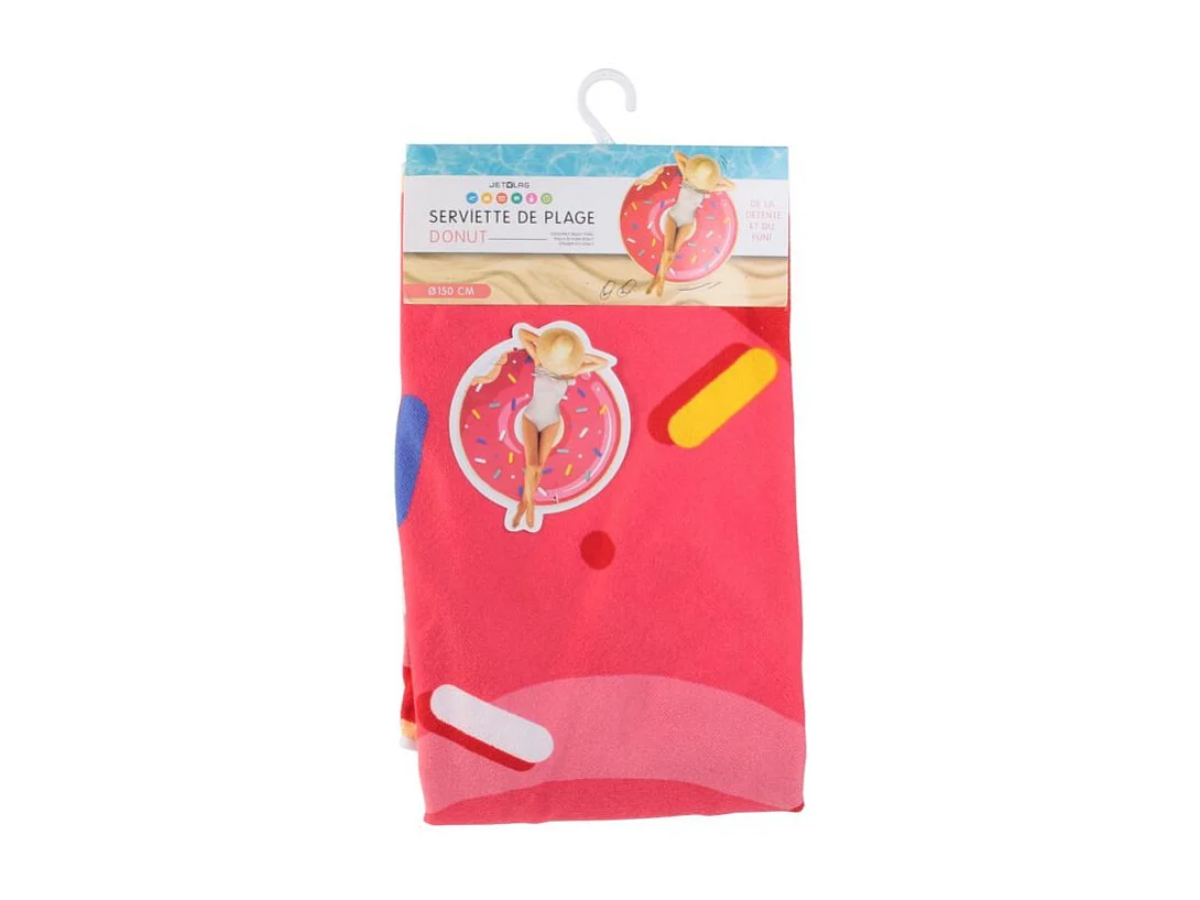 Serviette de Plage "Donuts" 150cm Rose