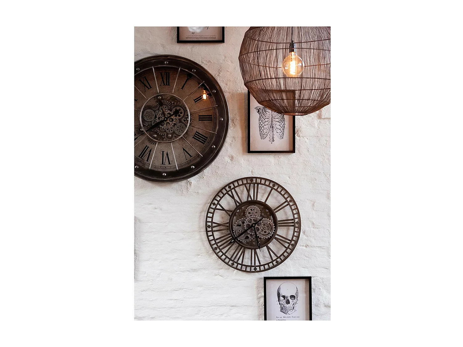 Horloge Murale Design "Chiffres Romains" 60cm Gris