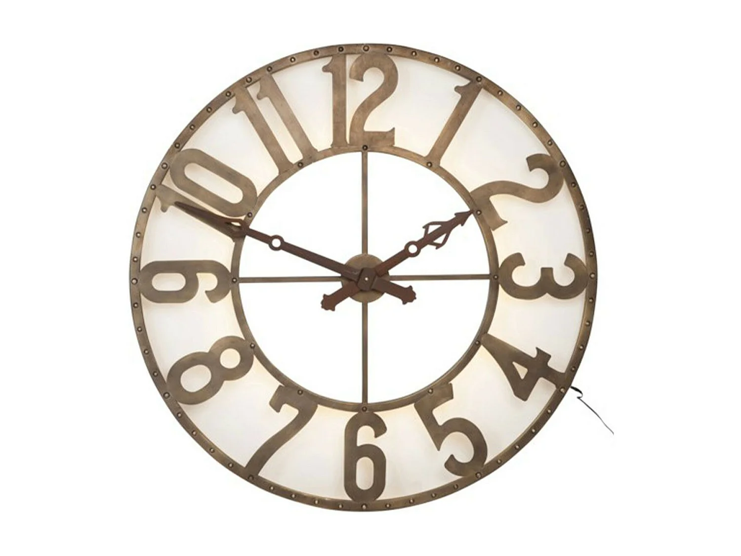 Horloge Murale à Led "Romains" 105cm Marron