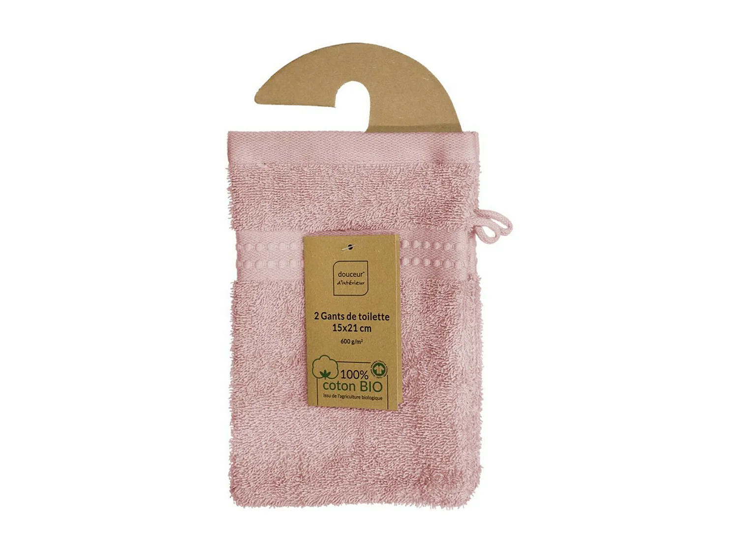 Lot de 2 Gants de Toilette "Excellence" 15x21cm Rose Blush