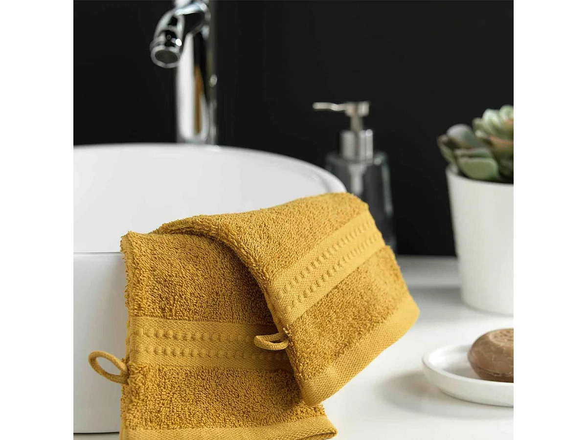 Lot de 2 Gants de Toilette "Excellence" 15x21cm Tournesol