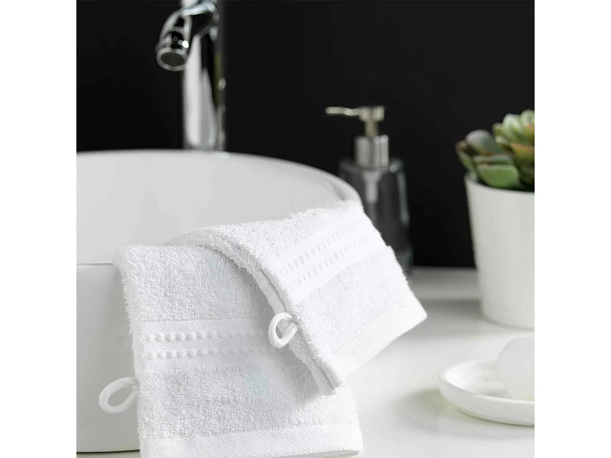 Lot de 2 Gants de Toilette "Excellence" 15x21cm Neige