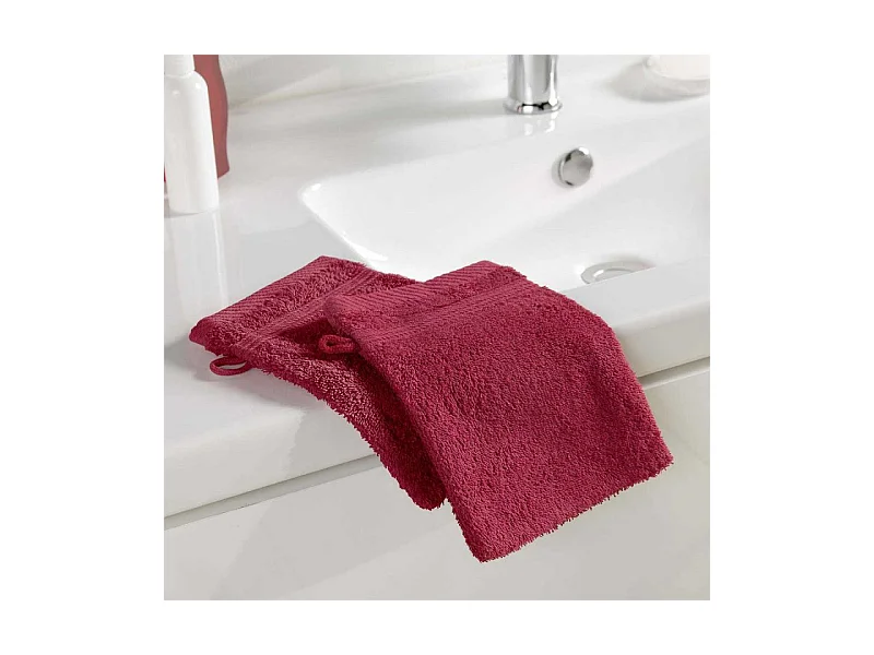 Lot de 2 Gants de Toilette "Tendresse" 15x21cm Rubis