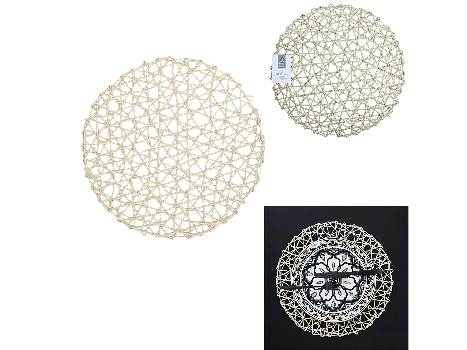 Set de Table Design "Ajouré" 38cm Beige