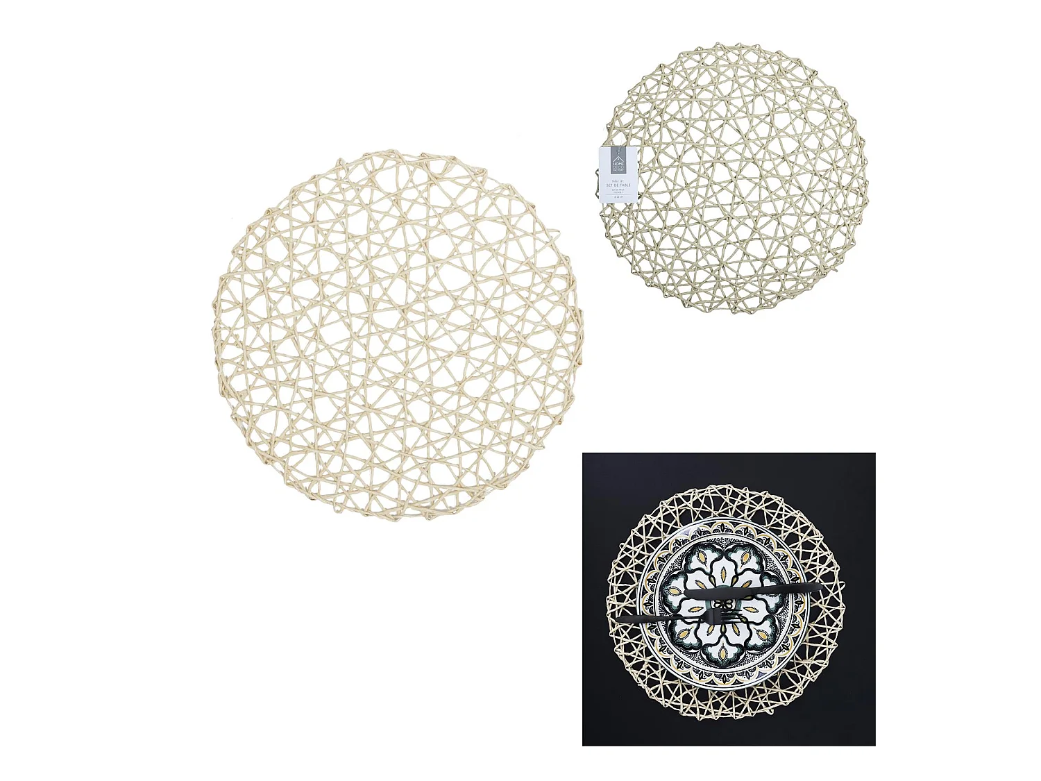 Set de Table Design "Ajouré" 38cm Beige
