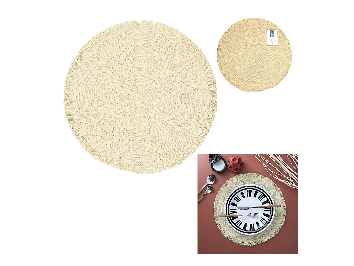 Set de Table Déco "Mirage" 38cm Beige