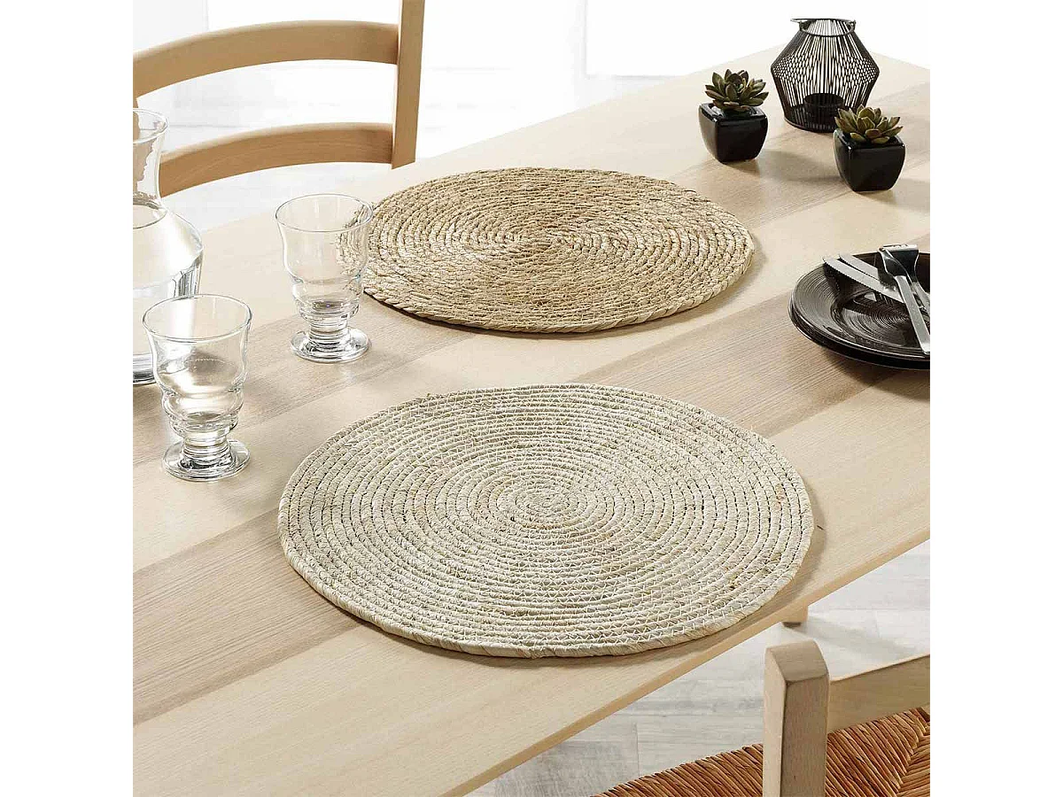 Set de Table Rond "Paille de Jonc" 38cm Naturel